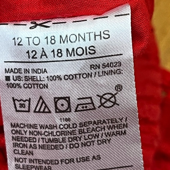 JANIE AND JACK Eyelet Romper Girls 12-18mo Cotton Ruffle Bubble Summer Red - Picture 7 of 7